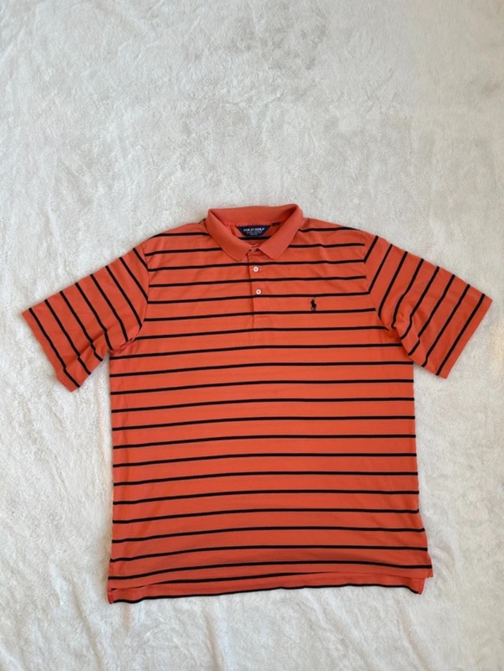Polo Golf Ralph Lauren Sport Orange Striped Pima Cotton Silk Polo Shirt Sz. XXL